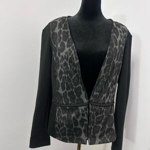 Leopard print, gray and black blazer